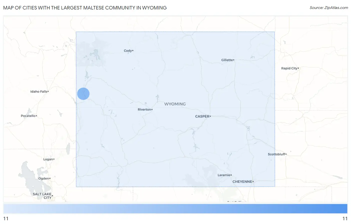 Cities with the Largest Maltese Community in Wyoming Map