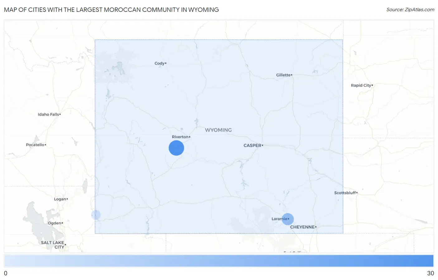 Cities with the Largest Moroccan Community in Wyoming Map