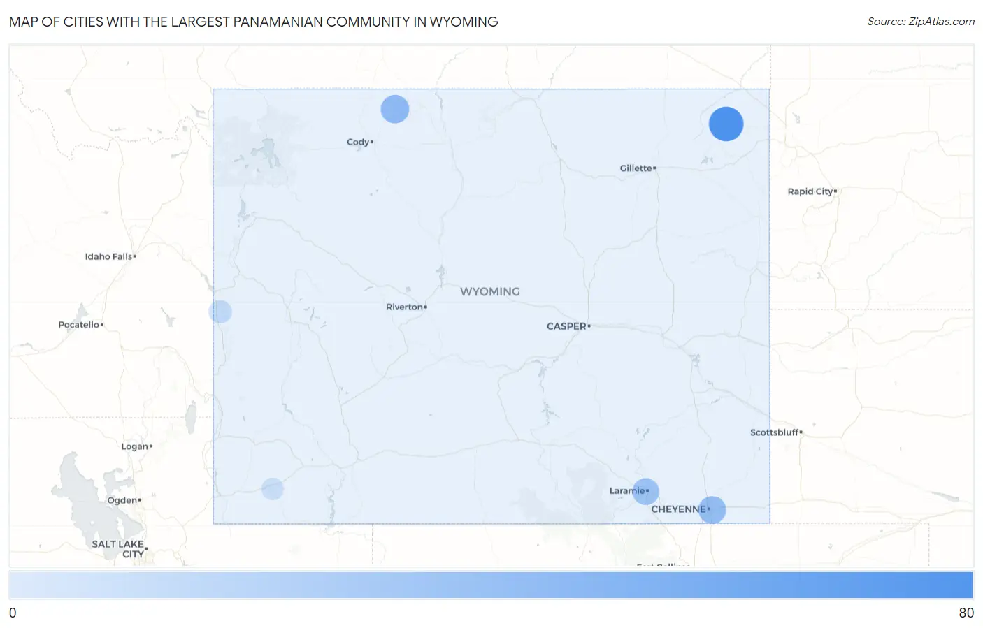 Cities with the Largest Panamanian Community in Wyoming Map