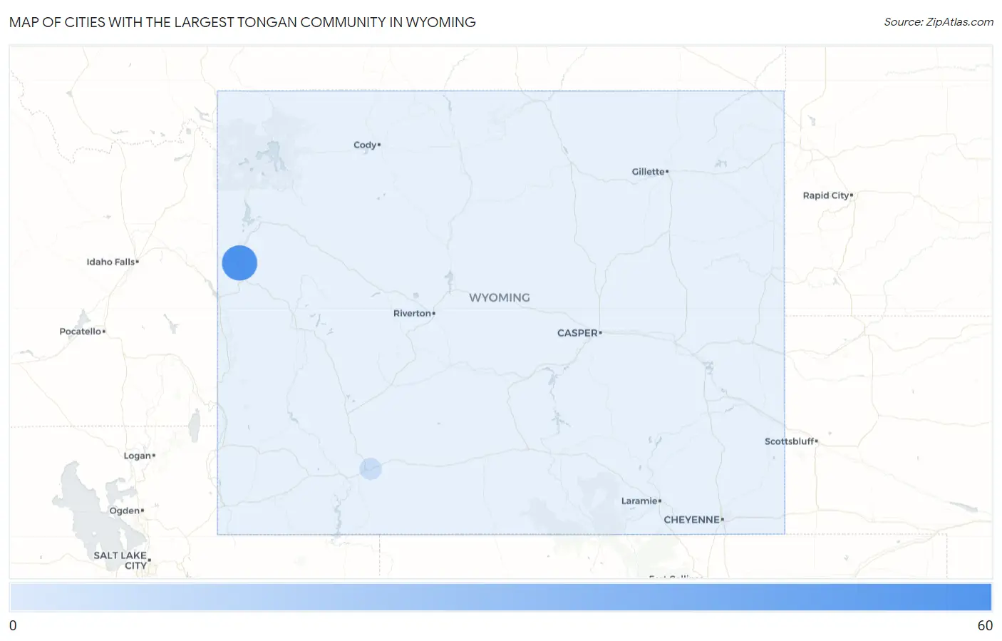 Cities with the Largest Tongan Community in Wyoming Map