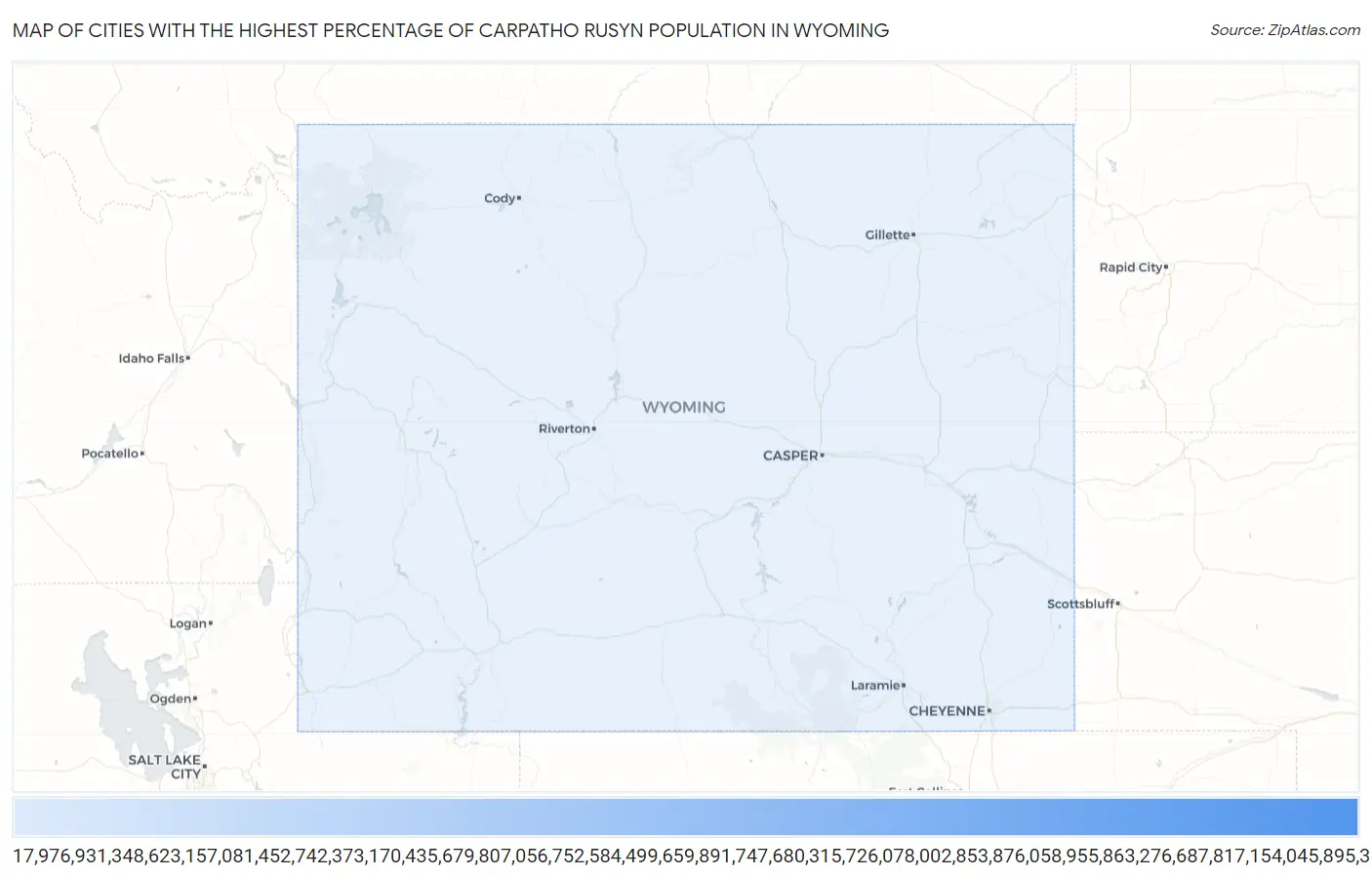 Cities with the Highest Percentage of Carpatho Rusyn Population in Wyoming Map