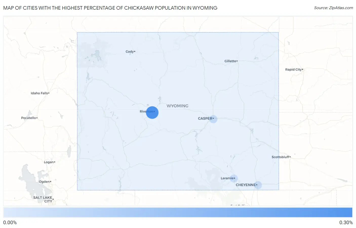 Cities with the Highest Percentage of Chickasaw Population in Wyoming Map