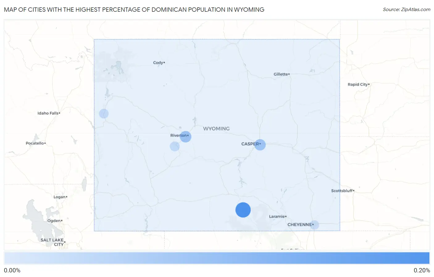 Cities with the Highest Percentage of Dominican Population in Wyoming Map