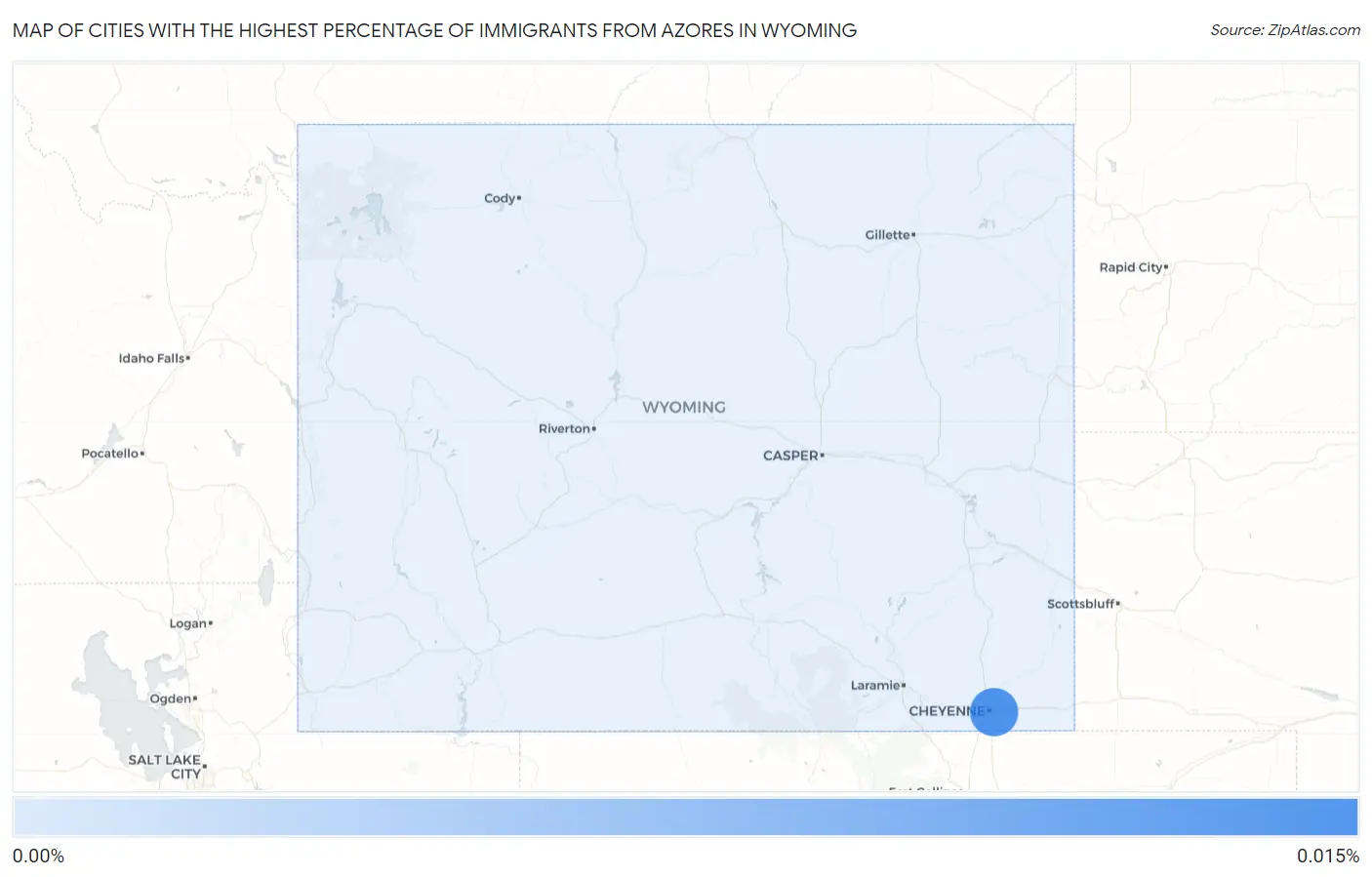 Cities with the Highest Percentage of Immigrants from Azores in Wyoming Map