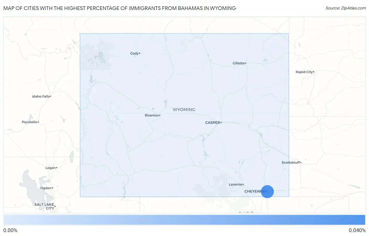 Cities with the Highest Percentage of Immigrants from Bahamas in Wyoming Map