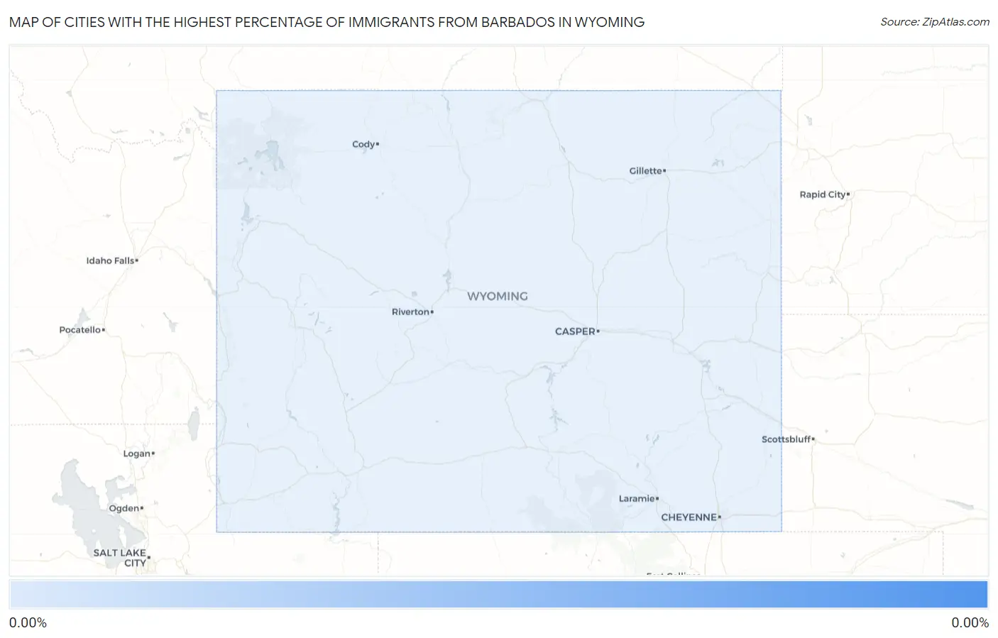 Cities with the Highest Percentage of Immigrants from Barbados in Wyoming Map