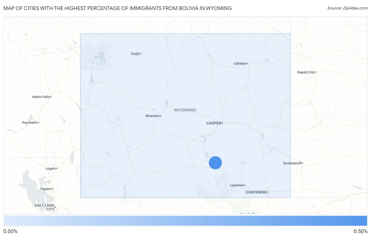 Cities with the Highest Percentage of Immigrants from Bolivia in Wyoming Map