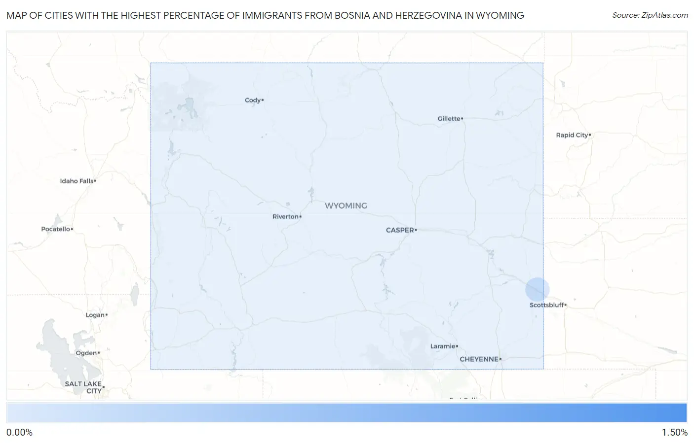 Cities with the Highest Percentage of Immigrants from Bosnia and Herzegovina in Wyoming Map
