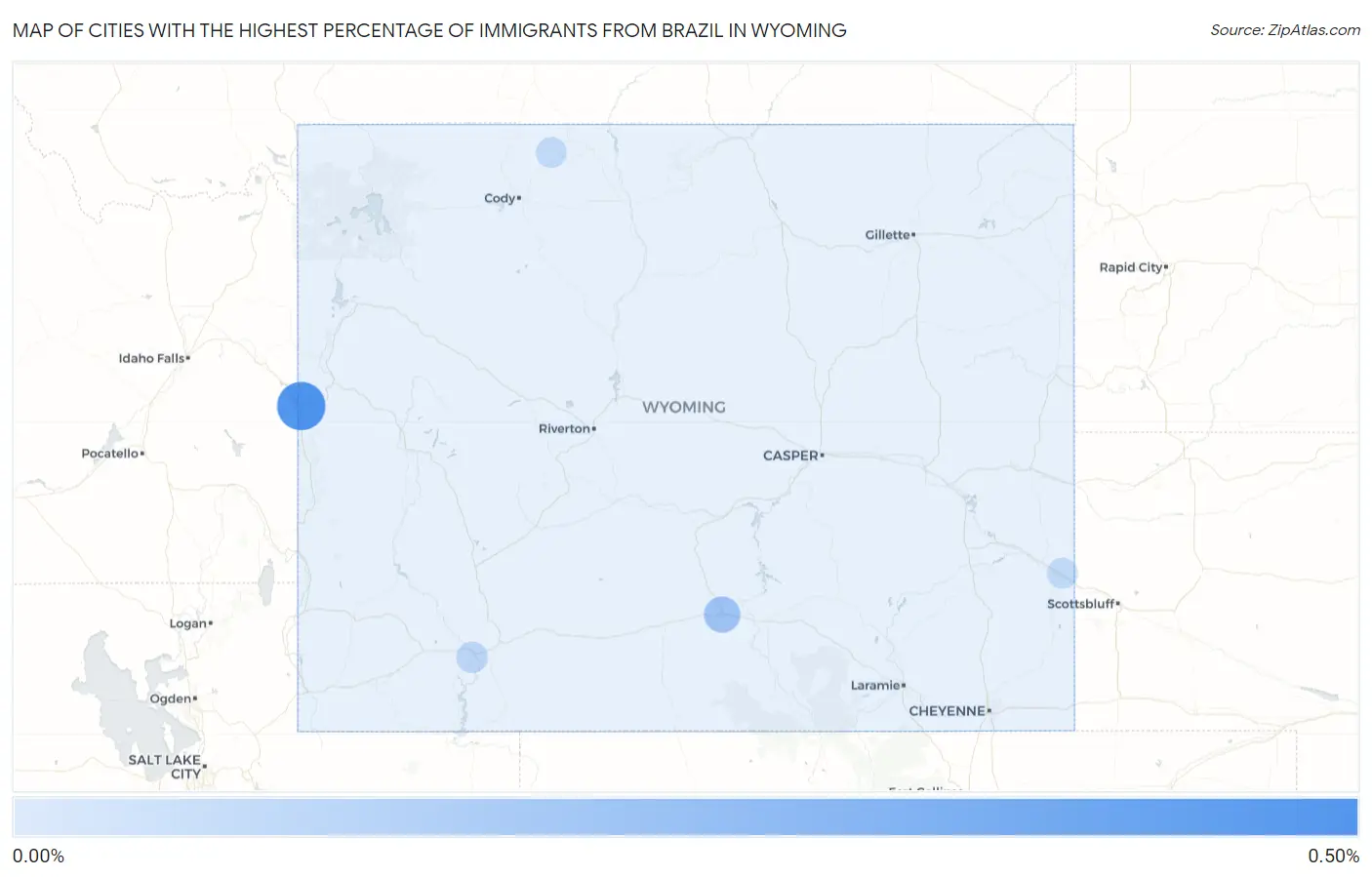 Cities with the Highest Percentage of Immigrants from Brazil in Wyoming Map