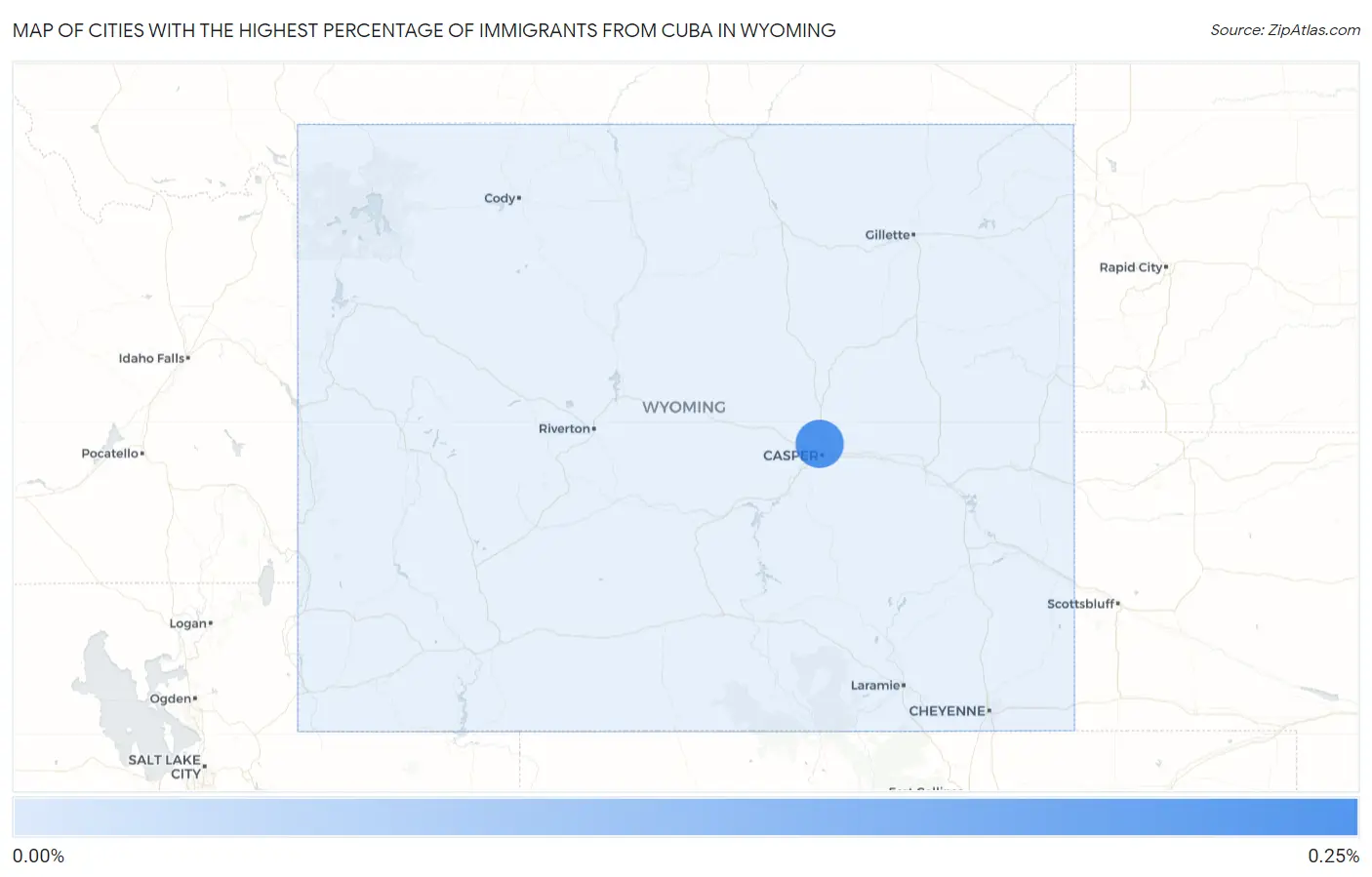 Cities with the Highest Percentage of Immigrants from Cuba in Wyoming Map