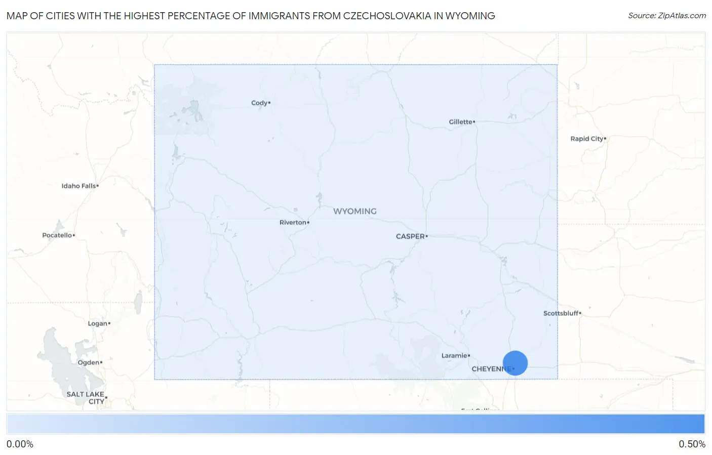 Cities with the Highest Percentage of Immigrants from Czechoslovakia in Wyoming Map