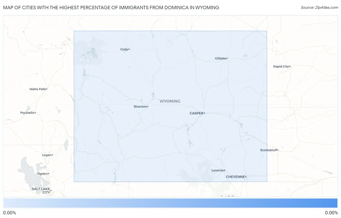 Cities with the Highest Percentage of Immigrants from Dominica in Wyoming Map