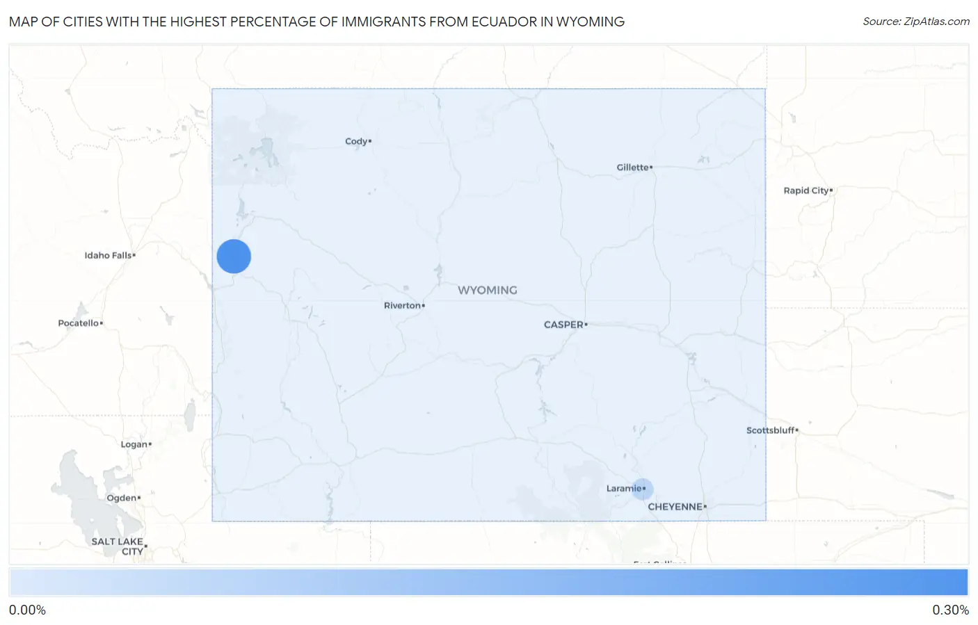 Cities with the Highest Percentage of Immigrants from Ecuador in Wyoming Map