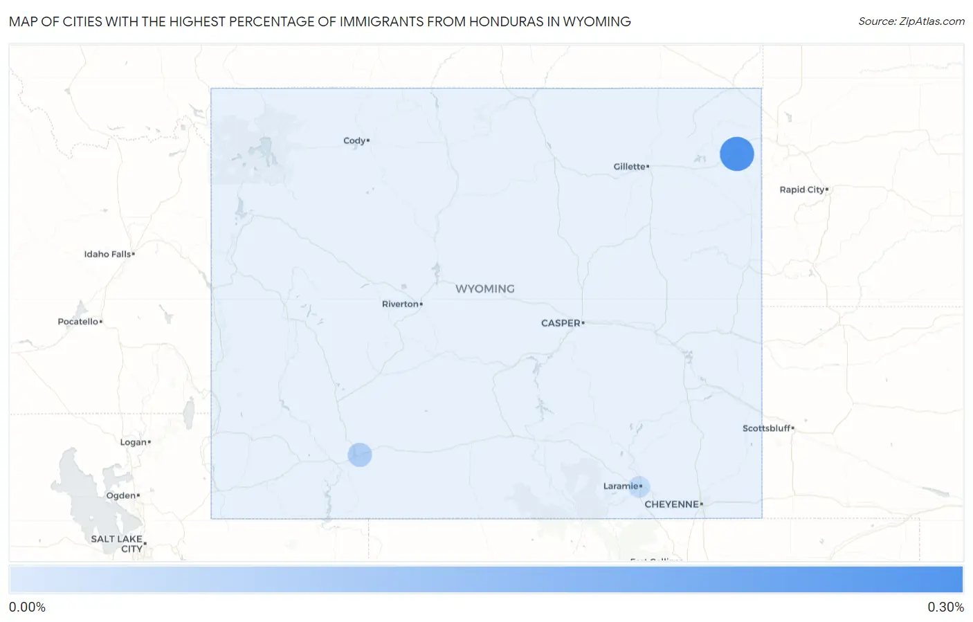 Cities with the Highest Percentage of Immigrants from Honduras in Wyoming Map