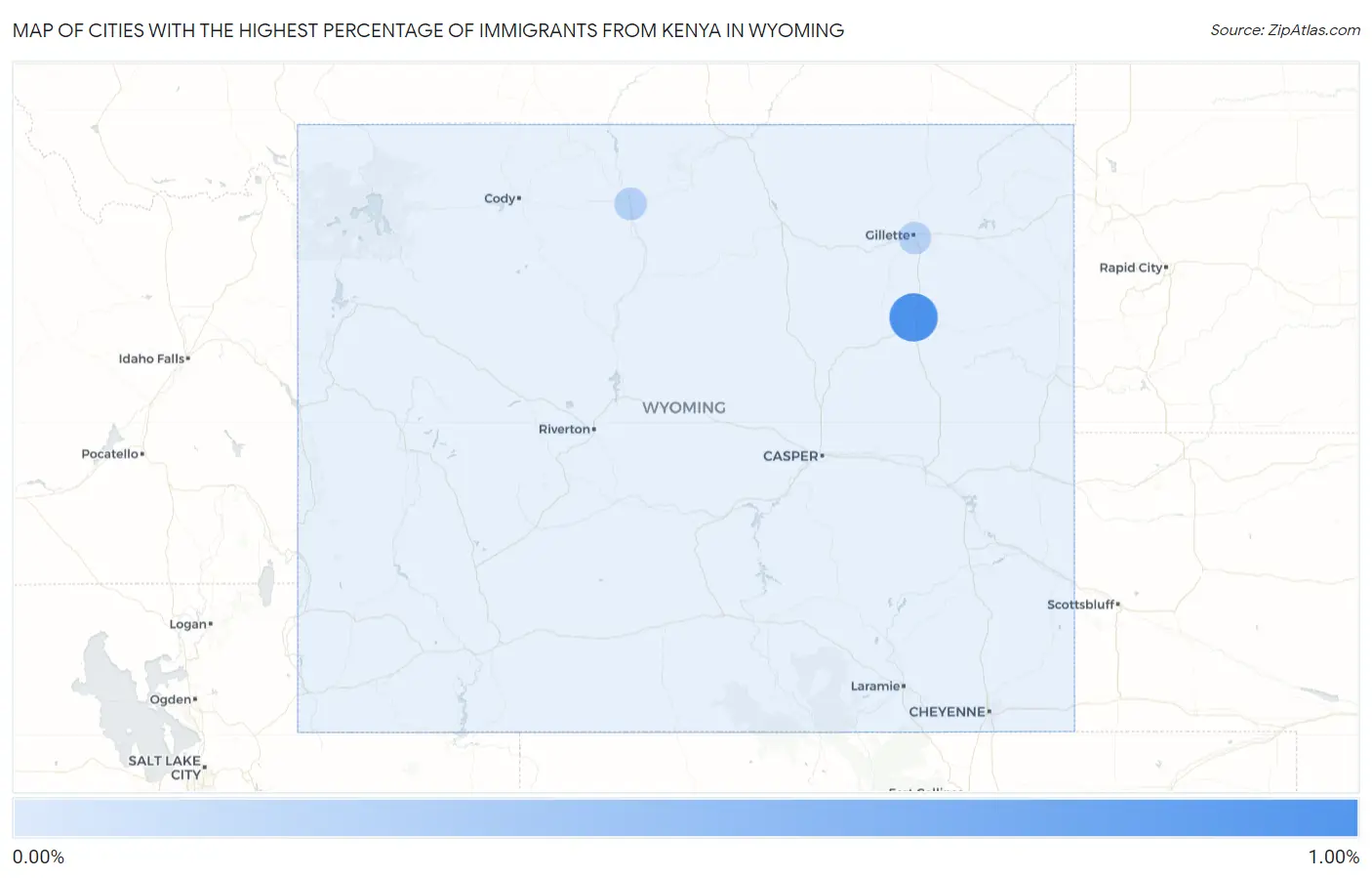Cities with the Highest Percentage of Immigrants from Kenya in Wyoming Map