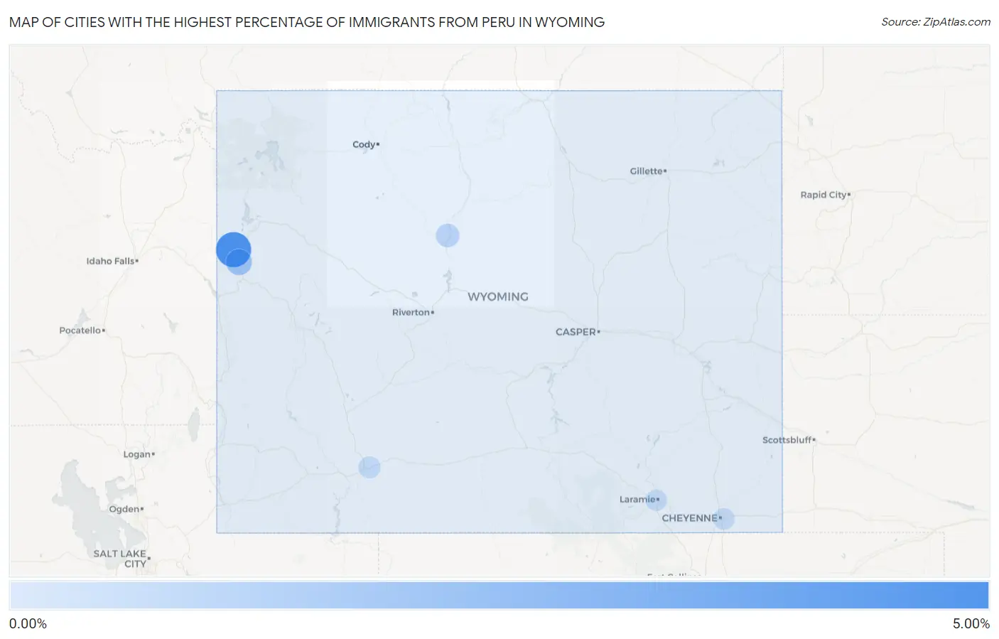 Cities with the Highest Percentage of Immigrants from Peru in Wyoming Map