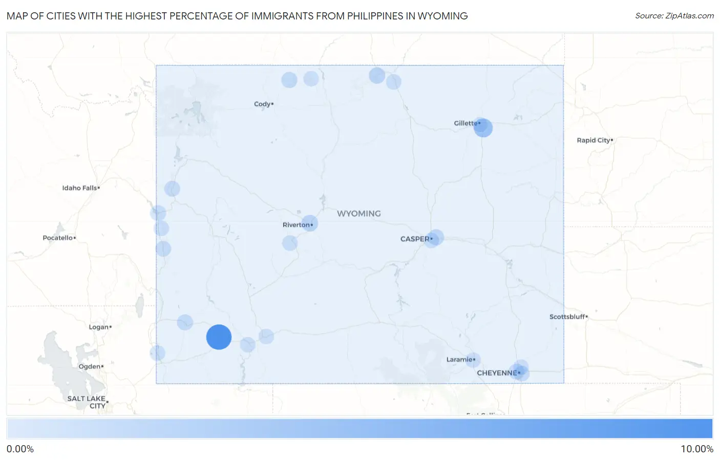 Cities with the Highest Percentage of Immigrants from Philippines in Wyoming Map