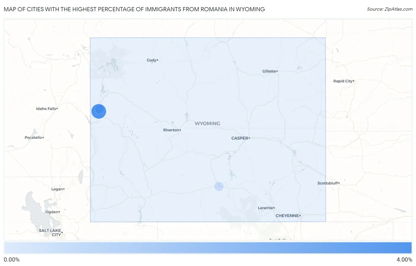 Cities with the Highest Percentage of Immigrants from Romania in Wyoming Map