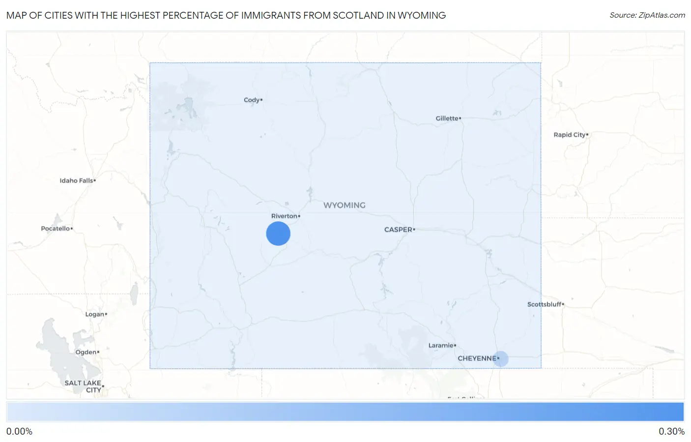 Cities with the Highest Percentage of Immigrants from Scotland in Wyoming Map