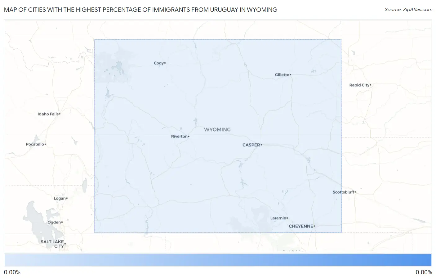Cities with the Highest Percentage of Immigrants from Uruguay in Wyoming Map
