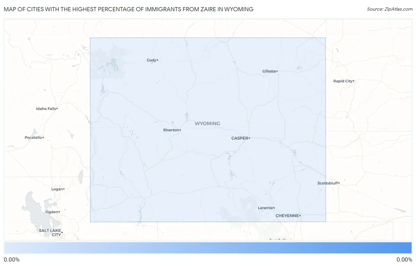 Cities with the Highest Percentage of Immigrants from Zaire in Wyoming Map