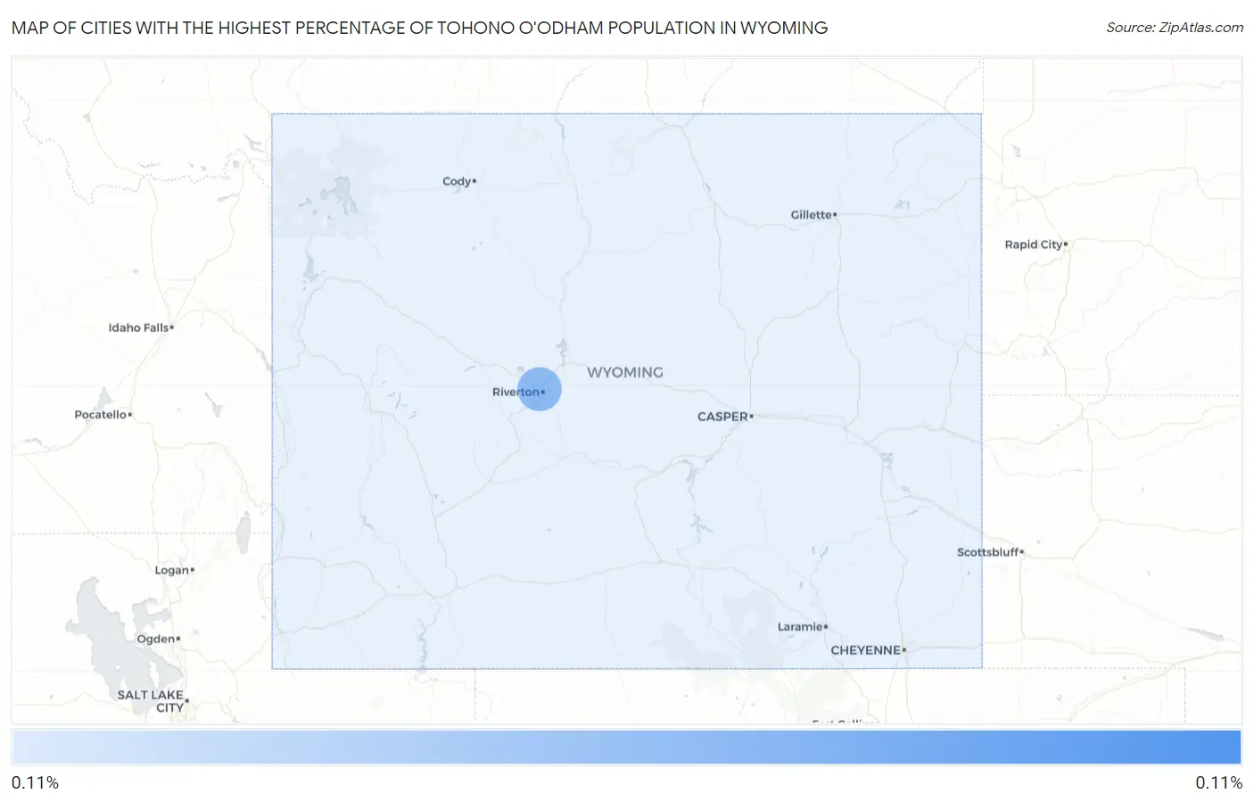 Cities with the Highest Percentage of Tohono O'Odham Population in Wyoming Map