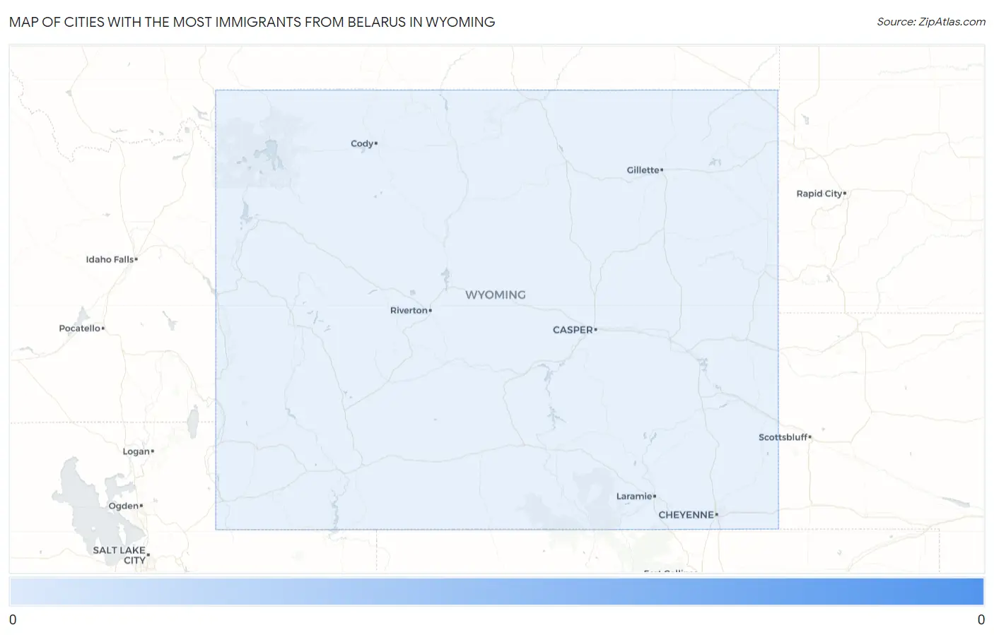 Cities with the Most Immigrants from Belarus in Wyoming Map