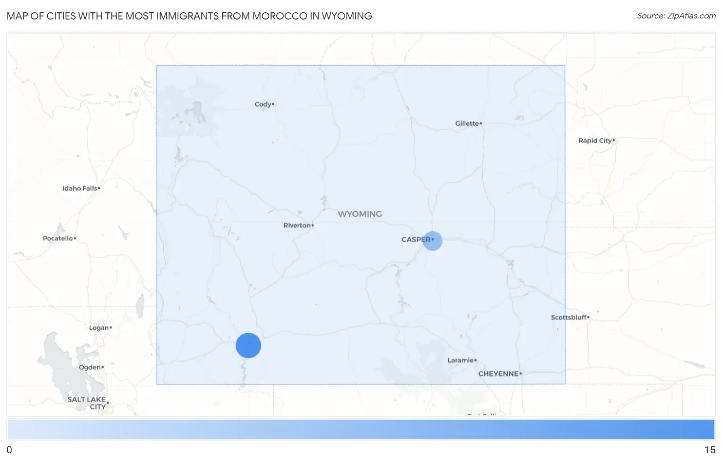 Cities with the Most Immigrants from Morocco in Wyoming Map