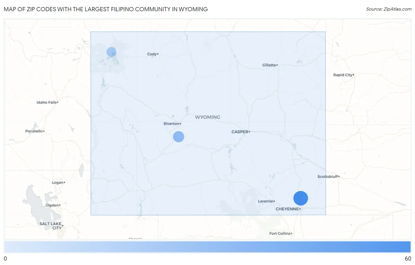 Zip Codes with the Largest Filipino Community in Wyoming Map