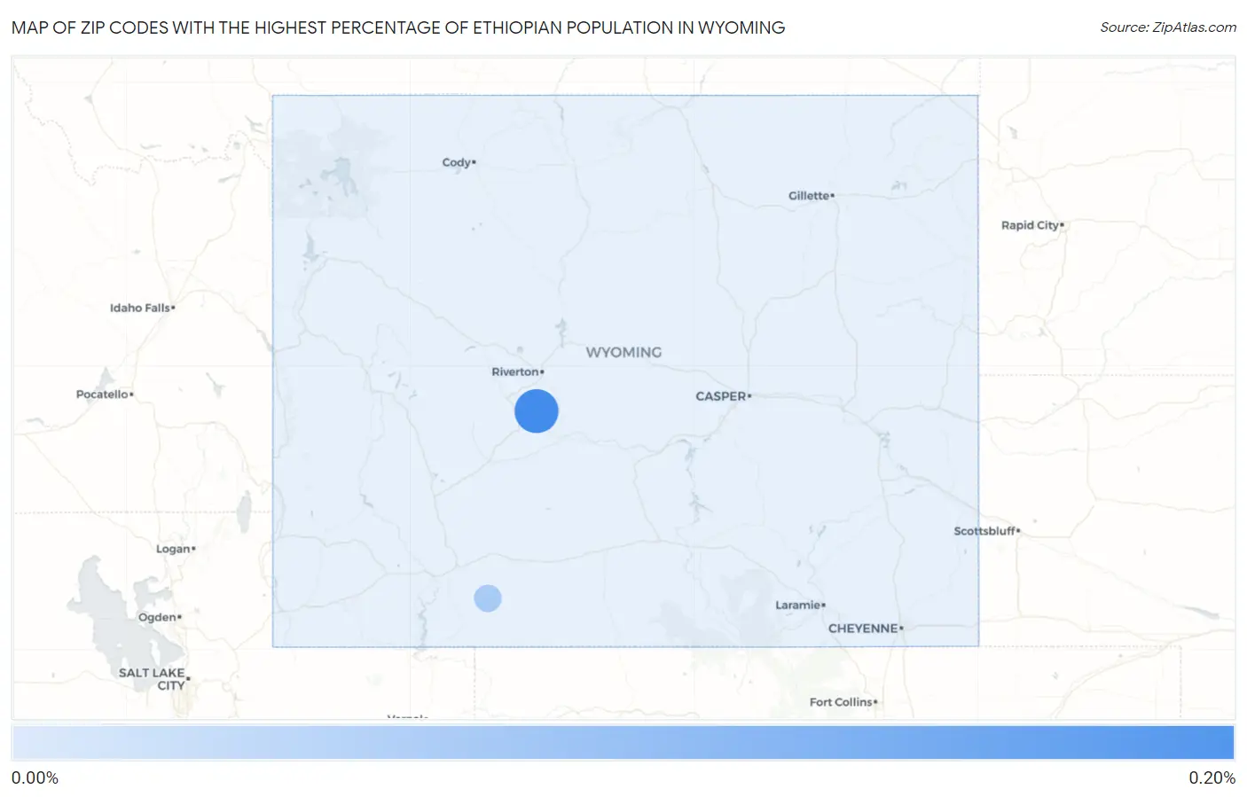 Zip Codes with the Highest Percentage of Ethiopian Population in Wyoming Map