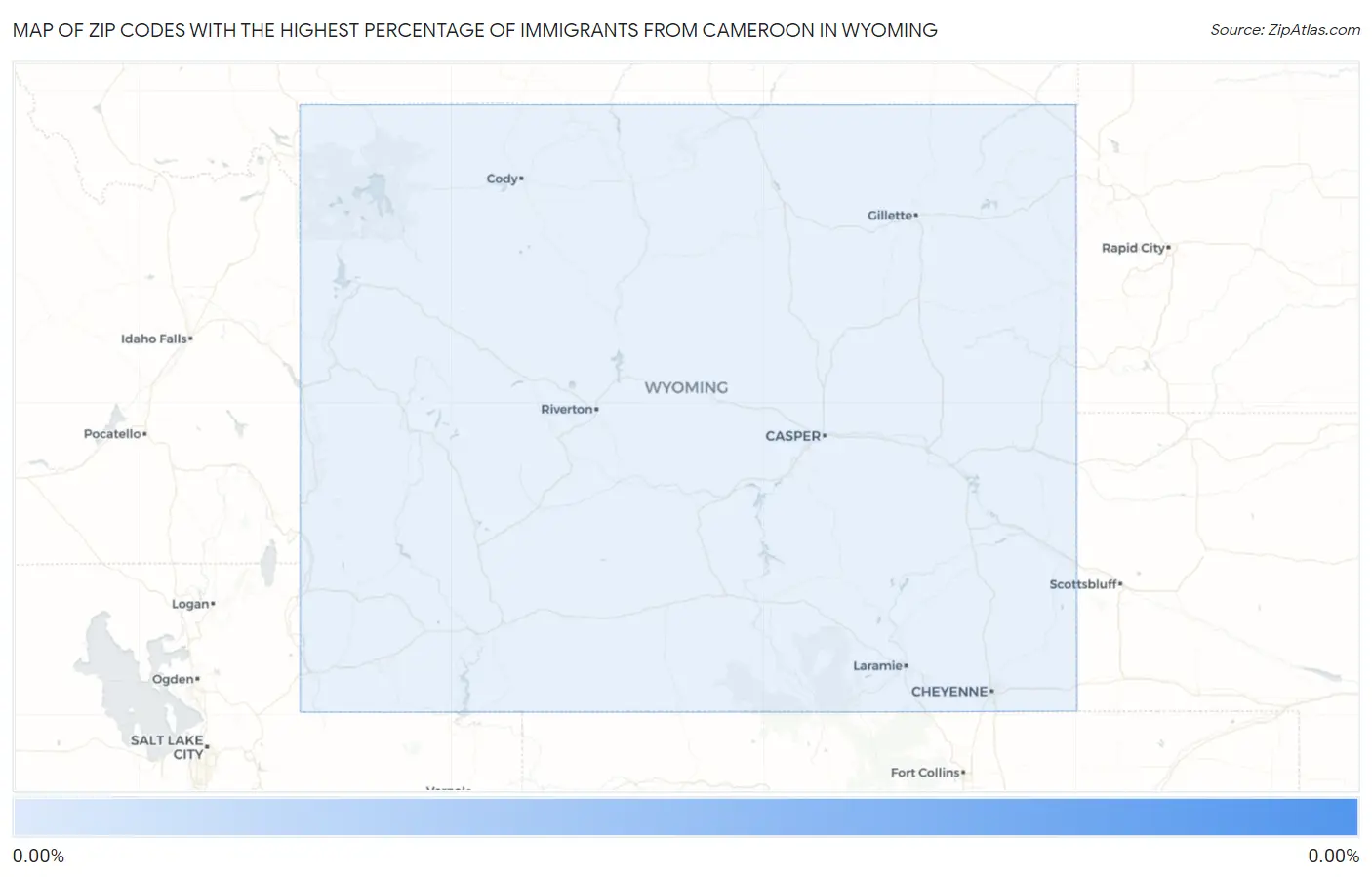 Zip Codes with the Highest Percentage of Immigrants from Cameroon in Wyoming Map