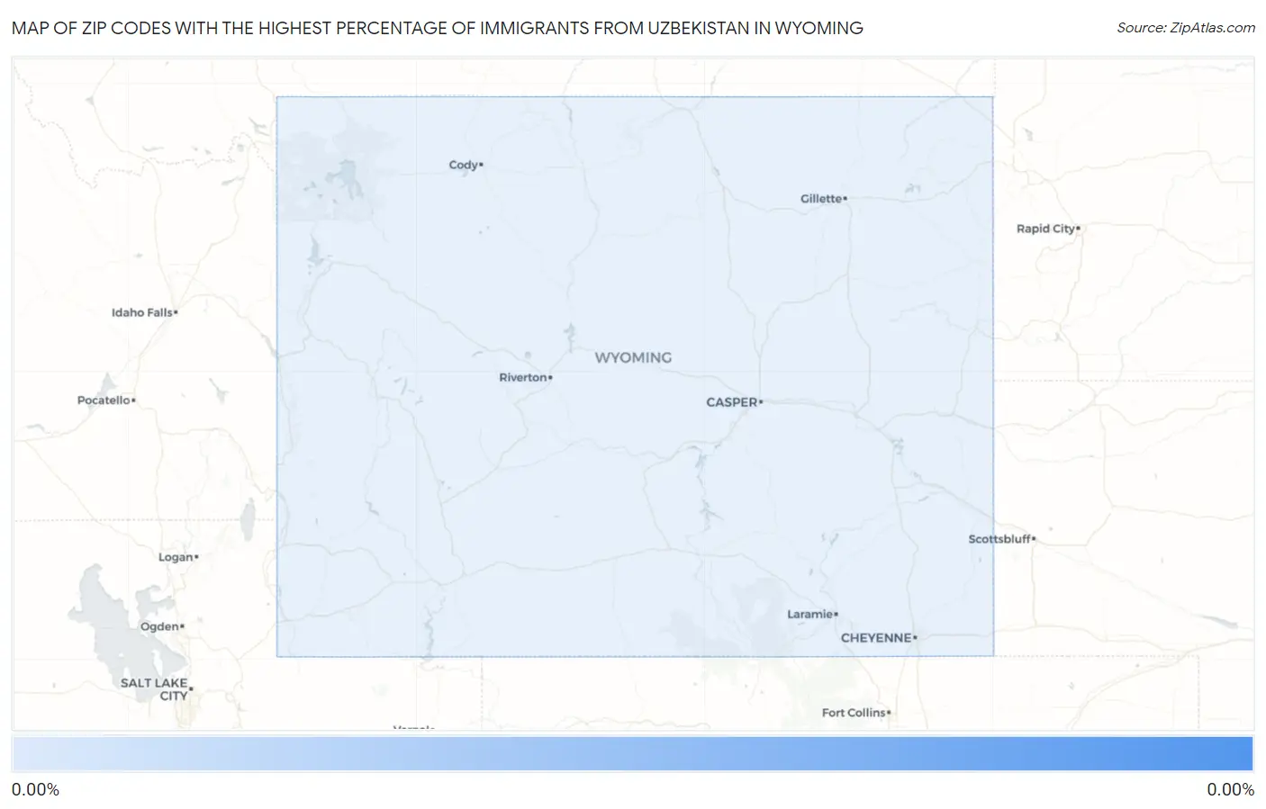 Zip Codes with the Highest Percentage of Immigrants from Uzbekistan in Wyoming Map
