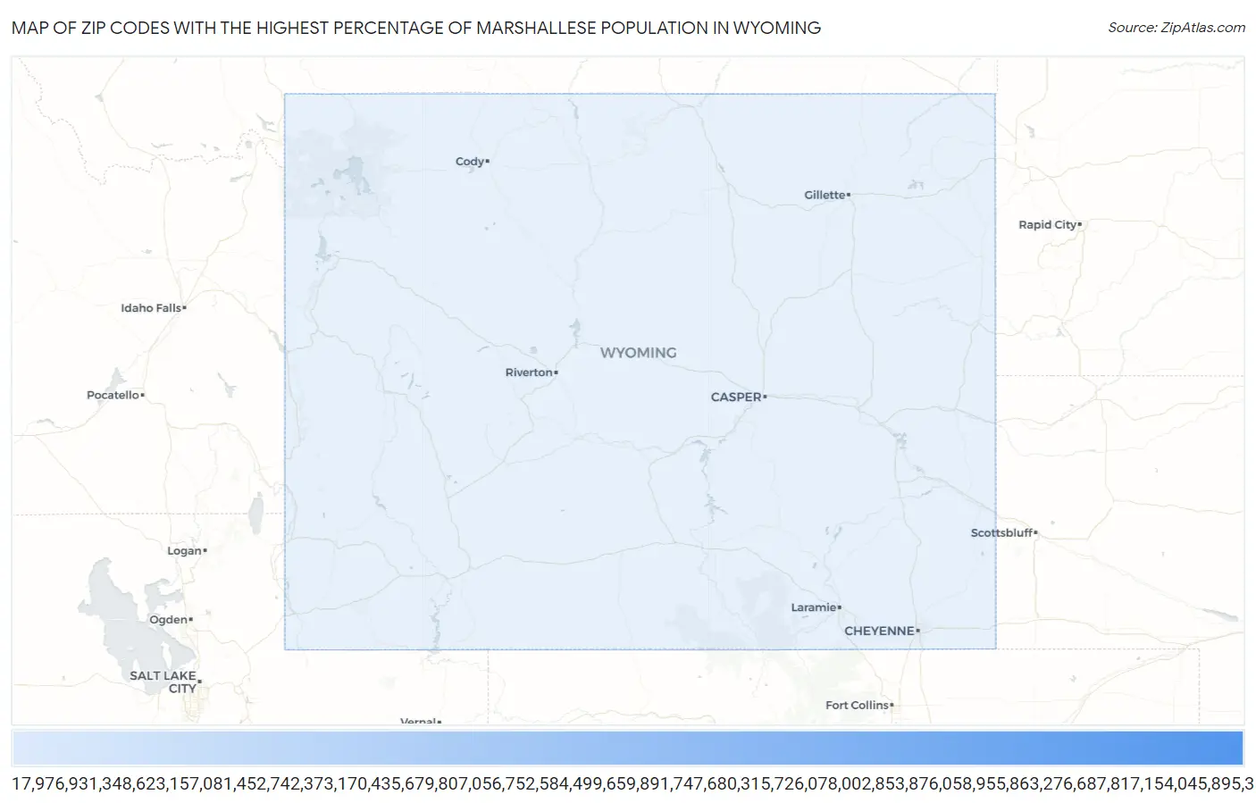 Zip Codes with the Highest Percentage of Marshallese Population in Wyoming Map