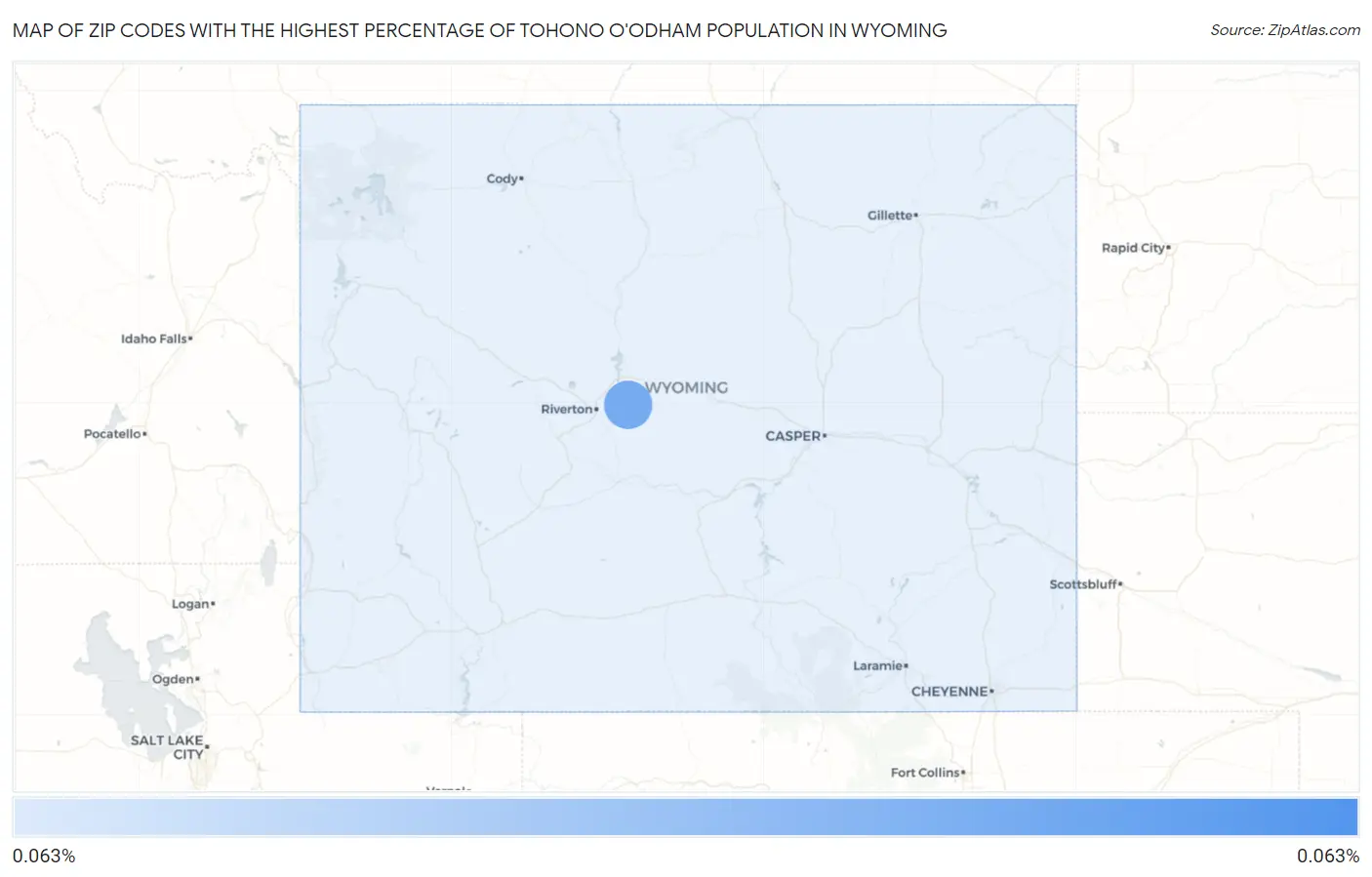 Zip Codes with the Highest Percentage of Tohono O'Odham Population in Wyoming Map