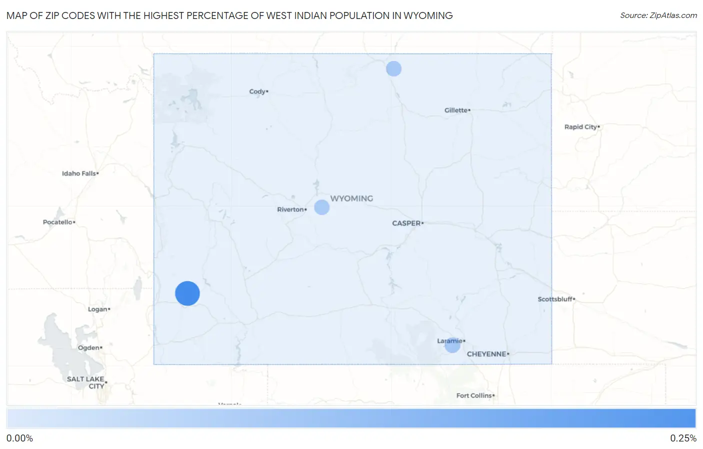 Zip Codes with the Highest Percentage of West Indian Population in Wyoming Map