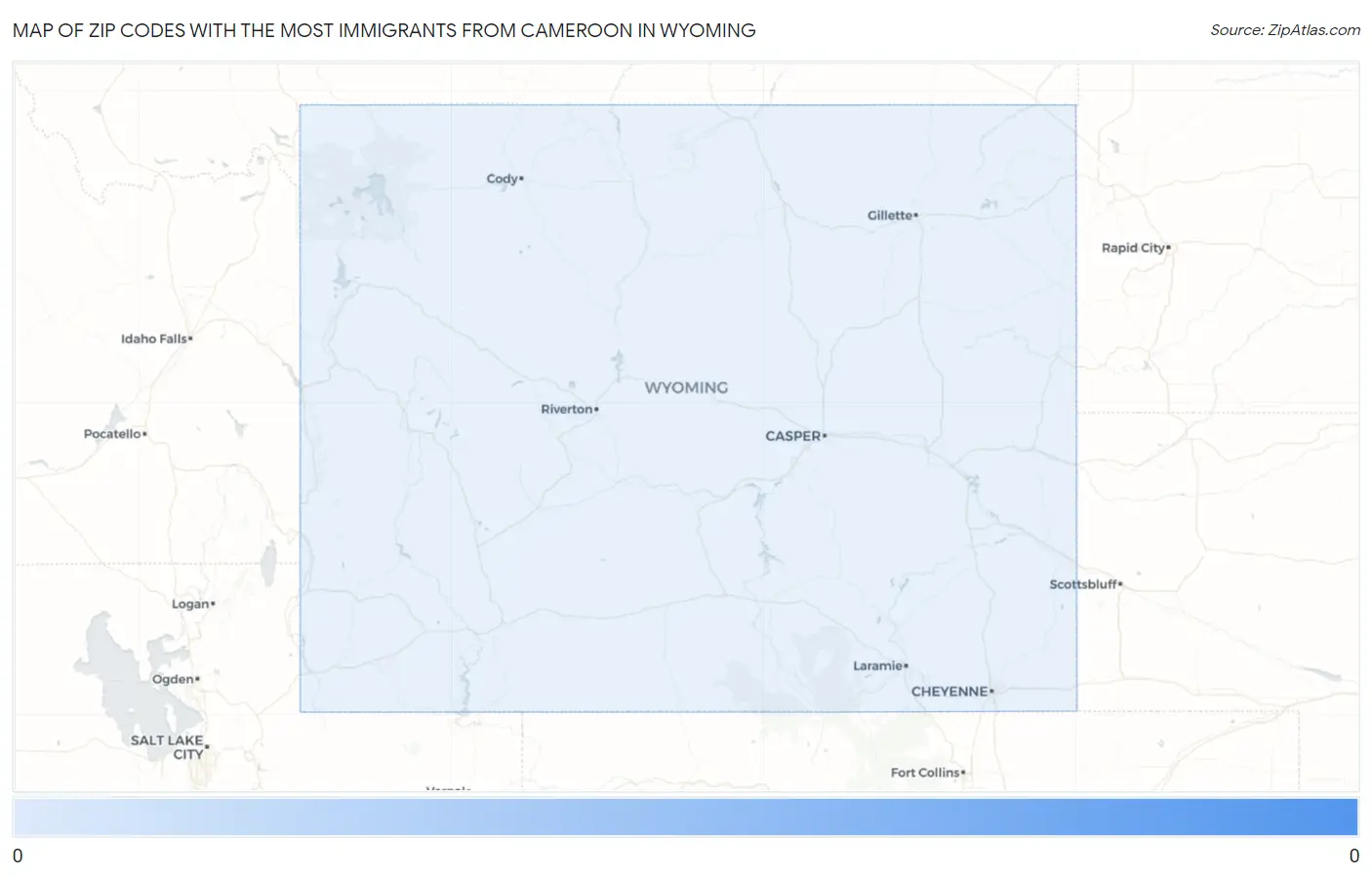 Zip Codes with the Most Immigrants from Cameroon in Wyoming Map