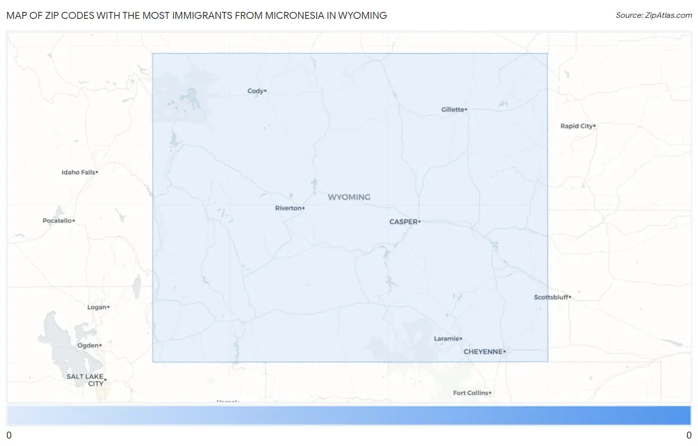 Zip Codes with the Most Immigrants from Micronesia in Wyoming Map