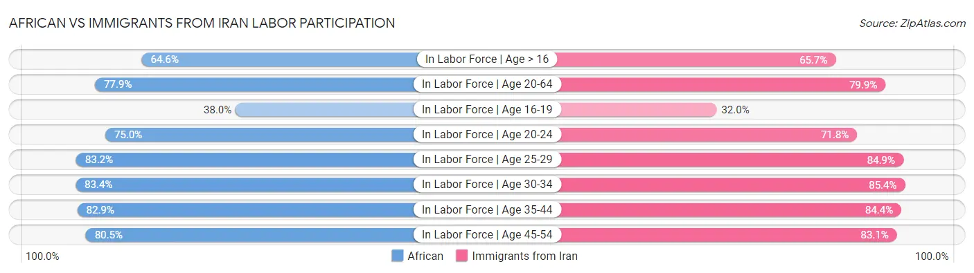 African vs Immigrants from Iran Labor Participation