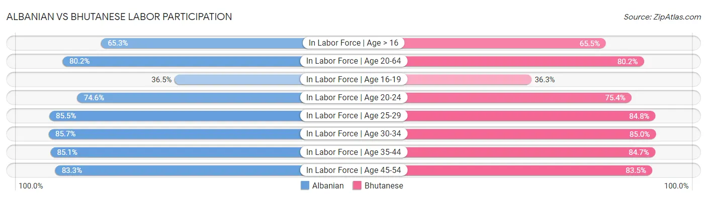 Albanian vs Bhutanese Labor Participation