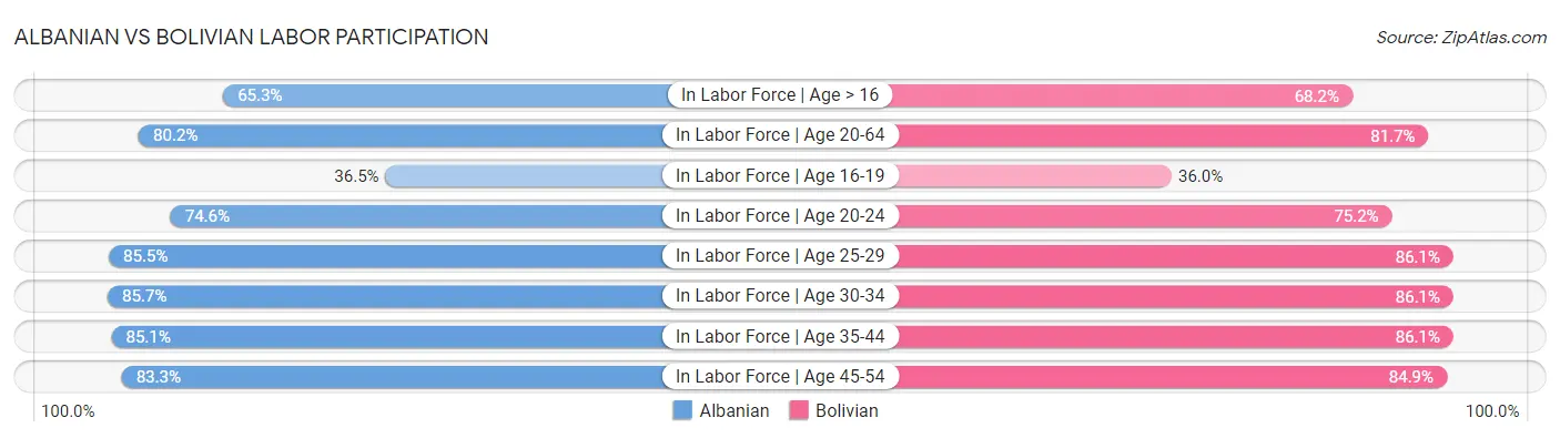 Albanian vs Bolivian Labor Participation