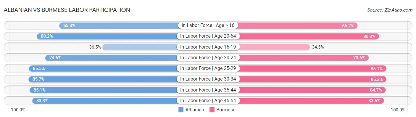 Albanian vs Burmese Labor Participation