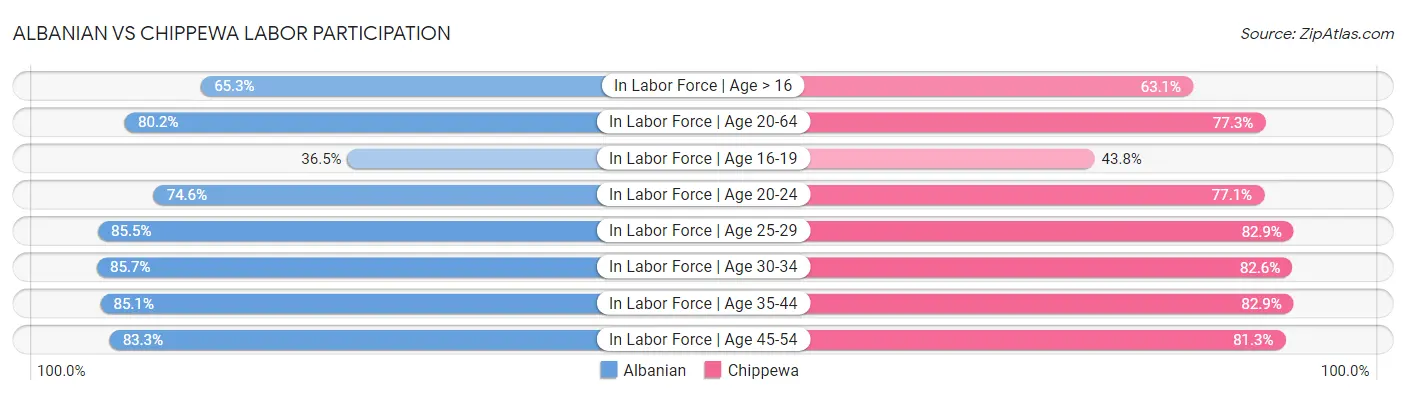 Albanian vs Chippewa Labor Participation