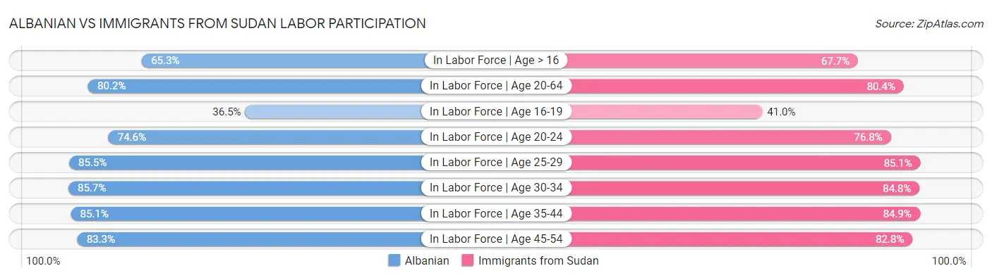 Albanian vs Immigrants from Sudan Labor Participation