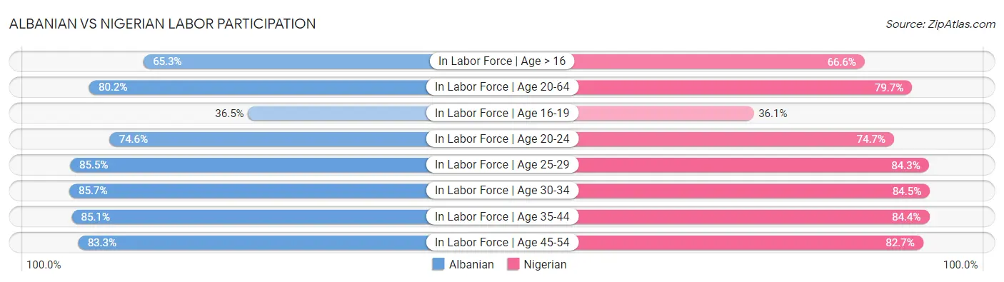 Albanian vs Nigerian Labor Participation