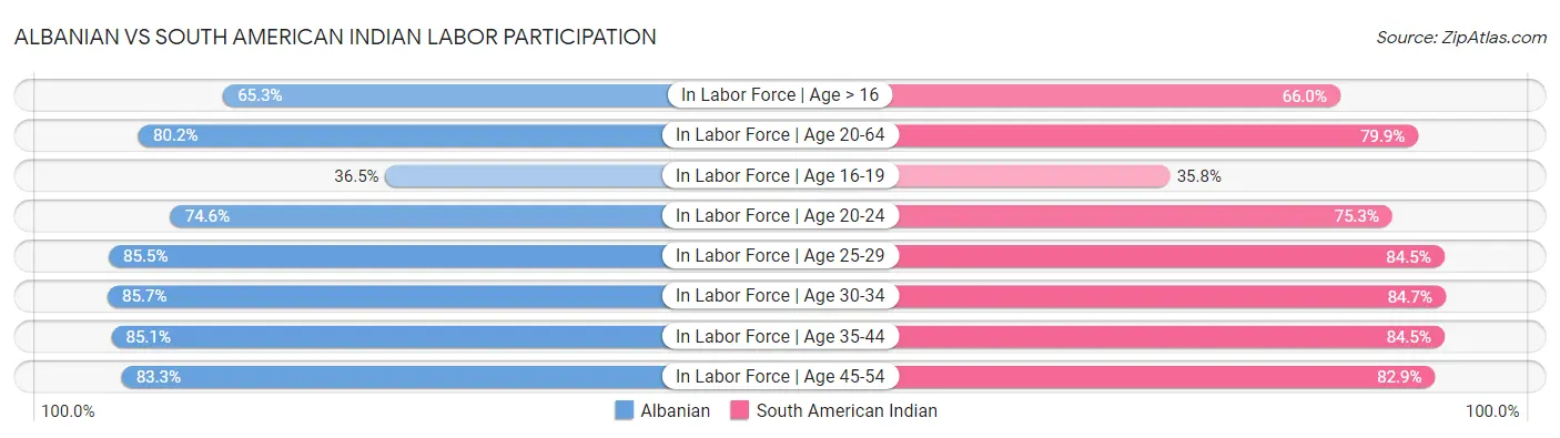 Albanian vs South American Indian Labor Participation