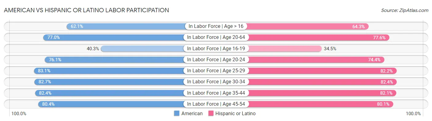 American vs Hispanic or Latino Labor Participation