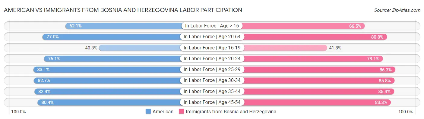 American vs Immigrants from Bosnia and Herzegovina Labor Participation