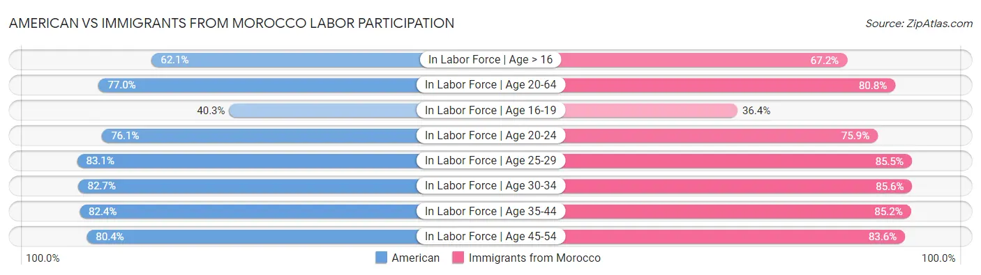 American vs Immigrants from Morocco Labor Participation