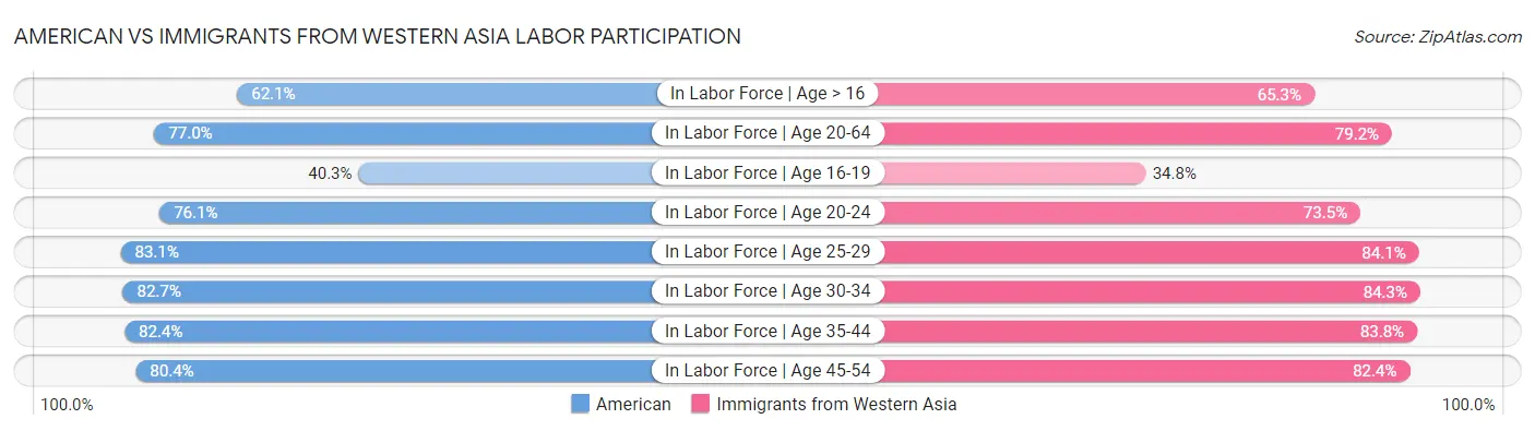 American vs Immigrants from Western Asia Labor Participation