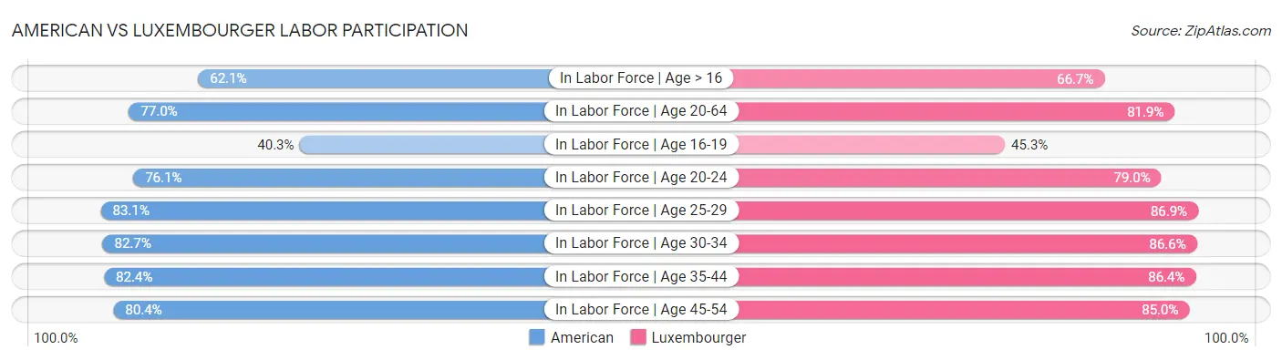 American vs Luxembourger Labor Participation